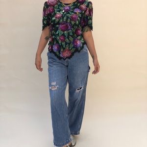 All over sequin and silk vintage 80’s top